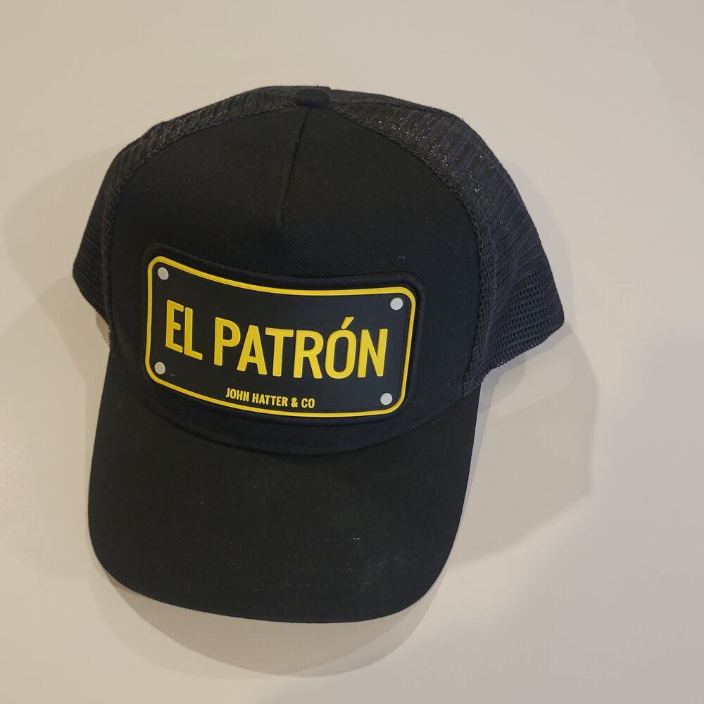 EL PATRÓN John Hatter & Co Black Adjustable Trucker Patron A-Frame Hat Cap
